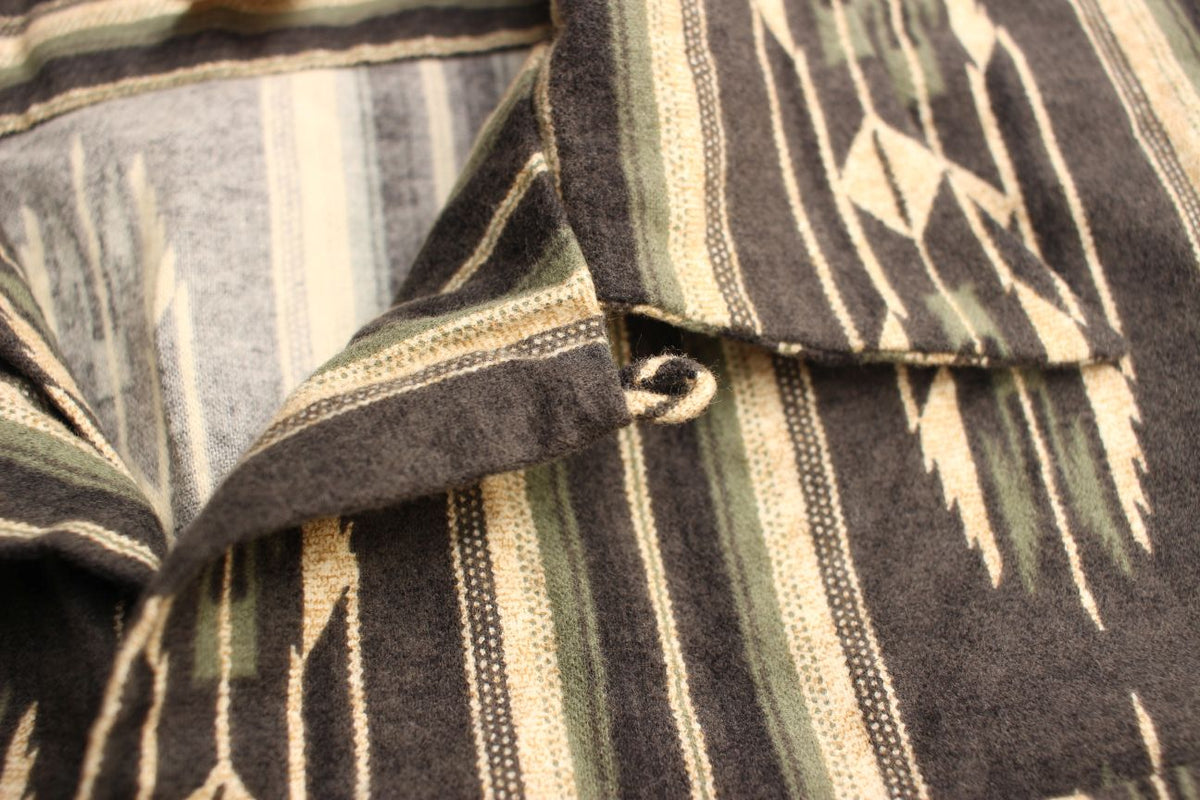 Cushman / NATIVE PRINT NEL OPEN COLLAR SHIRT (25708,GRAY/LIGHT