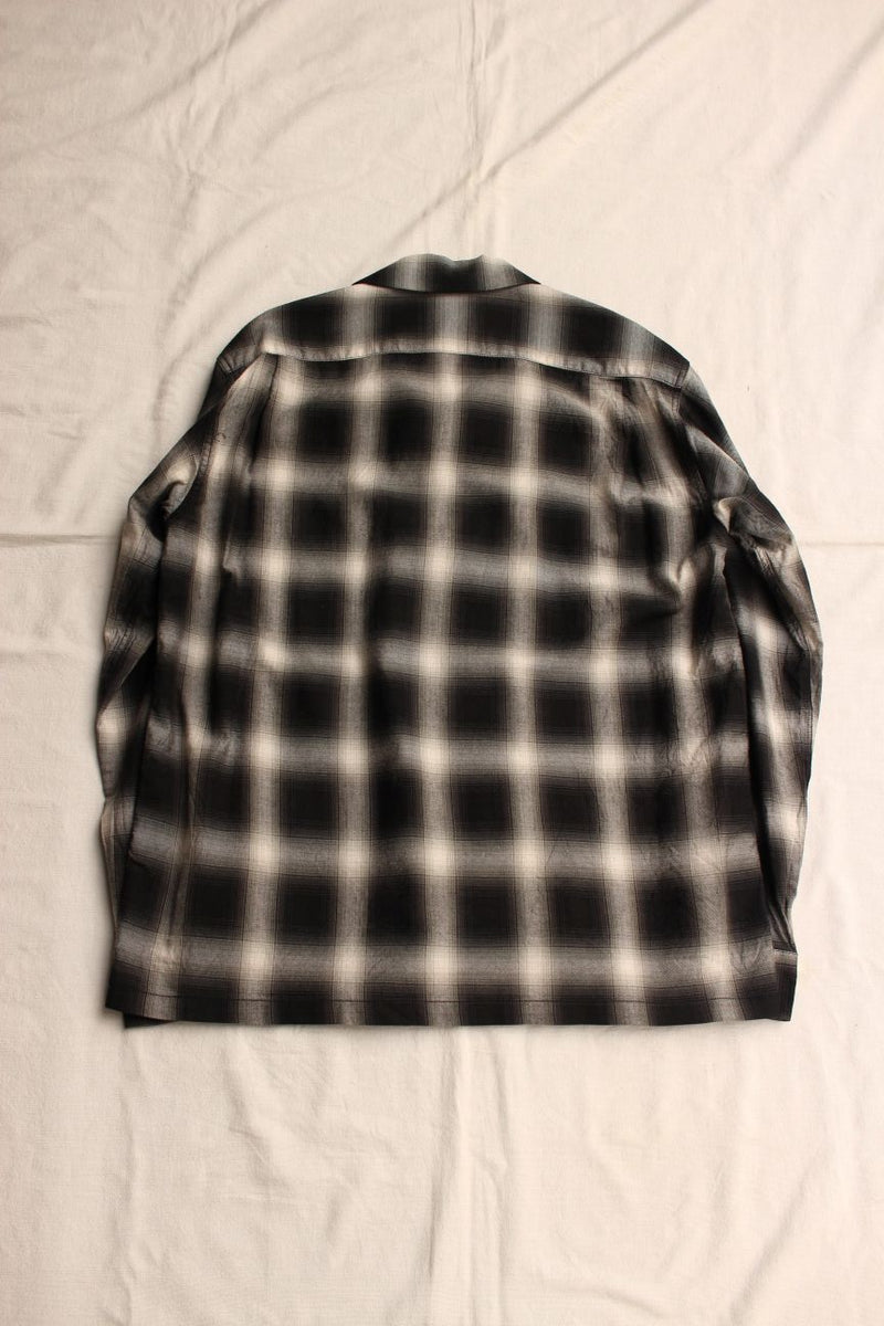 Cushman / OMBRE CHECK OPEN COLLAR SHIRT (25615,BLACK/WHITE