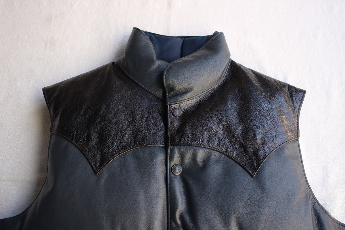 Rainbow Country / ALL LEATHER DOWN VEST (RCL-10037HC,NAVY) / 2016 