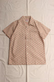 ADJUSTABLE COSTUME / ORIGINAL COTTON DOBBY STRIPE S/S OPEN SHIRT (AS-122,BEIGE)