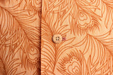 ADJUSTABLE COSTUME / COTTON CHAMBRAY ORIGINAL PEACOCK PRINT OPEN COLLAR S/S SHIRT (AS-148,ORANGE)