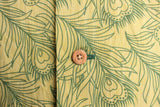 ADJUSTABLE COSTUME / COTTON CHAMBRAY ORIGINAL PEACOCK PRINT OPEN COLLAR S/S SHIRT (AS-148,GREEN)