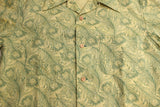 ADJUSTABLE COSTUME / COTTON CHAMBRAY ORIGINAL PEACOCK PRINT OPEN COLLAR S/S SHIRT (AS-148,GREEN)