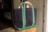 WORKERS / Deluxe Tote Bag (Dark Navy x Green Handle)