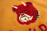 FREEWHEELERS / "Devil Dog" DOUBLE V SWEAT SHIRT (#2534003,OLD GOLD × DEEP BLUEBERRY)