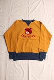 FREEWHEELERS / "Devil Dog" DOUBLE V SWEAT SHIRT (#2534003,OLD GOLD × DEEP BLUEBERRY)