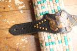 BO'S GLAD RAGS / "Flying Tiger" Hobo Nickel Co. Vintage Finished Studded Bullhide Wristlet (A26-03)