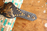 BO'S GLAD RAGS / "Flying Tiger" Hobo Nickel Co. Vintage Finished Studded Bullhide Wristlet (A26-03)