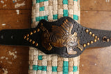BO'S GLAD RAGS / "Flying Tiger" Hobo Nickel Co. Vintage Finished Studded Bullhide Wristlet (A26-03)