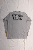 FREEWHEELERS / "GREAT LAKES LOGO" HENLEY NECKED LONG SLEEVE SHIRT (#2325021,MIX GRAY × OIL STAIN)