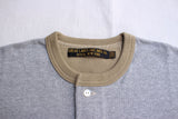 FREEWHEELERS / "GREAT LAKES LOGO" HENLEY NECKED LONG SLEEVE SHIRT (#2325021,MIX GRAY × OIL STAIN)