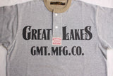 FREEWHEELERS / "GREAT LAKES LOGO" HENLEY NECKED LONG SLEEVE SHIRT (#2325021,MIX GRAY × OIL STAIN)