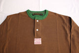 FREEWHEELERS / "HENLEY NECKED" LONG SLEEVE SHIRT (#2325020,BROWN × TARF GREEN)
