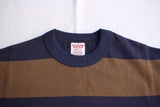 FREEWHEELERS / "HORIZONTAL STRIPED" SET-IN LONG SLEEVE T-SHIRT (#2325026,OLD NAVY × GRAY KHAKI)