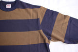FREEWHEELERS / "HORIZONTAL STRIPED" SET-IN LONG SLEEVE T-SHIRT (#2325026,OLD NAVY × GRAY KHAKI)
