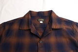 COLIMBO / MODEST OPEN COLLAR SHIRT (ZB-0304,RUST BROWN CHECK)