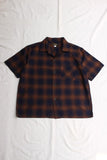 COLIMBO / MODEST OPEN COLLAR SHIRT (ZB-0304,RUST BROWN CHECK)