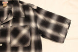 Cushman / OMBRE CHECK OPEN COLLAR SHORT SLEEVE SHIRT (25626,BLACK/WHITE)