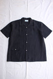 WORKERS / Open Collar Shirt (Black Linen)