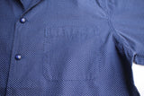 ADJUSTABLE COSTUME / PIN DOT PRINT ITALIAN COLLAR S/S SHIRT (AS-194,NAVY)