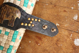 BO'S GLAD RAGS / "Still Bison" Hobo Nickel Co. Vintage Finished Studded Bullhide Wristlet (A26-03)