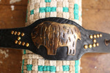 BO'S GLAD RAGS / "Still Bison" Hobo Nickel Co. Vintage Finished Studded Bullhide Wristlet (A26-03)