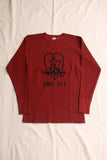 FREEWHEELERS / "TOMCATS" CREW NECKED THERMAL LONG SLEEVE SHIRT (#2635002,DARK CRIMSON)