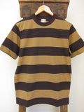 FREEWHEELERS / HORIZONTAL STRIPED T-SHIRT (#1625001,JET BLACK × KHAKI)