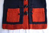 BO'S GLAD RAGS / "SIX NATIONS FOREST WATCHER" TOGGLE-FRONT WOOL TWO-TONE KNIT HOODIE (K18-02,NAVY / RED DIRT)