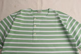 WORKERS / Border Henley, Short Sleeve (Opal Green x White)