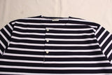 WORKERS / Border Henley, Short Sleeve (Navy x White)