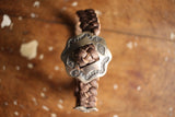 BARNSTORMERS / Mid 1960s Cowhide Braided Bracelet,Sterling Silver Clasp (A16-03,STEEL GRAY)