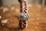BARNSTORMERS / Mid 1960s Cowhide Braided Bracelet,Sterling Silver Clasp (A16-03,STEEL GRAY)