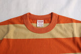 FREEWHEELERS / "HORIZONTAL STRIPED" SET-IN SHORT SLEEVE T-SHIRT (#2125018,SAND BEIGE × SUNRISE ORANGE)