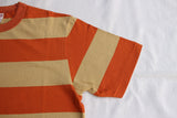 FREEWHEELERS / "HORIZONTAL STRIPED" SET-IN SHORT SLEEVE T-SHIRT (#2125018,SAND BEIGE × SUNRISE ORANGE)
