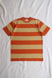 FREEWHEELERS / "HORIZONTAL STRIPED" SET-IN SHORT SLEEVE T-SHIRT (#2125018,SAND BEIGE × SUNRISE ORANGE)