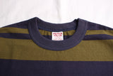 FREEWHEELERS / "RANDOM STRIPED" SET-IN SHORT SLEEVE T-SHIRT (#2225016,OLD NAVY × OLIVE)