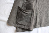 ADJUSTABLE COSTUME / COTTON LINEN HERRINGBONE SHAWL COLLAR JACKET (AJ-120-C,OLIVE)