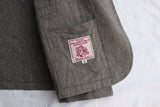 ADJUSTABLE COSTUME / COTTON LINEN HERRINGBONE SHAWL COLLAR JACKET (AJ-120-C,OLIVE)