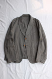 ADJUSTABLE COSTUME / COTTON LINEN HERRINGBONE SHAWL COLLAR JACKET (AJ-120-C,OLIVE)