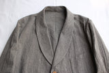 ADJUSTABLE COSTUME / COTTON LINEN HERRINGBONE SHAWL COLLAR JACKET (AJ-120-C,OLIVE)