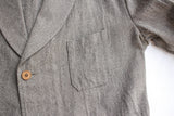 ADJUSTABLE COSTUME / COTTON LINEN HERRINGBONE SHAWL COLLAR JACKET (AJ-120-C,OLIVE)
