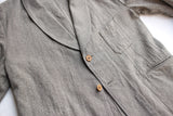 ADJUSTABLE COSTUME / COTTON LINEN HERRINGBONE SHAWL COLLAR JACKET (AJ-120-C,OLIVE)