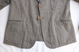 ADJUSTABLE COSTUME / COTTON LINEN HERRINGBONE SHAWL COLLAR JACKET (AJ-120-C,OLIVE)