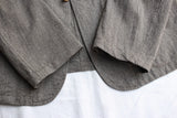 ADJUSTABLE COSTUME / COTTON LINEN HERRINGBONE SHAWL COLLAR JACKET (AJ-120-C,OLIVE)