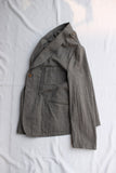 ADJUSTABLE COSTUME / COTTON LINEN HERRINGBONE SHAWL COLLAR JACKET (AJ-120-C,OLIVE)