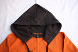 FREEWHEELERS / "TIGERS" AFTER HOOD FRONT ZIPPER SWEAT PARKA (#2234002,BLAZE ORANGE × SOOT BLACK)
