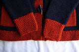 BO'S GLAD RAGS / "SIX NATIONS FOREST WATCHER" TOGGLE-FRONT WOOL TWO-TONE KNIT HOODIE (K18-02,NAVY / RED DIRT)